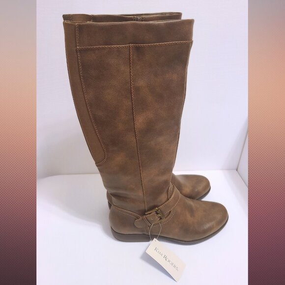 Kim Rogers Brown Knee-High Riding Boots 8.5M – Memory Foam Insole, Buckle Detail - Picture 2 of 11